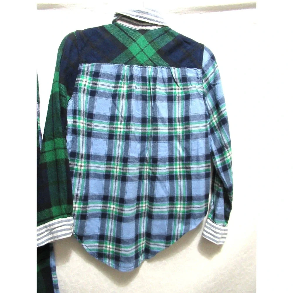 Aerie Size XXS/XS Blue‎ & Green Plaid Long Soft Cotton Pajama Lounge Set